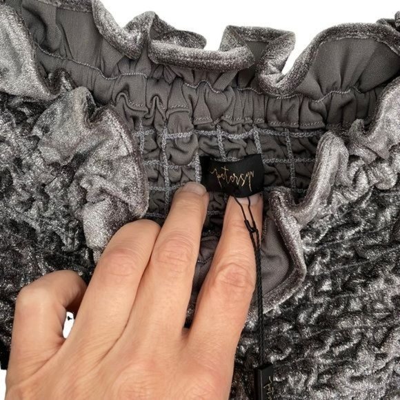 Petersyn X Revolve Mini Dress Benson Win Dress Metallic Velvet Silver S - Picture 7 of 16